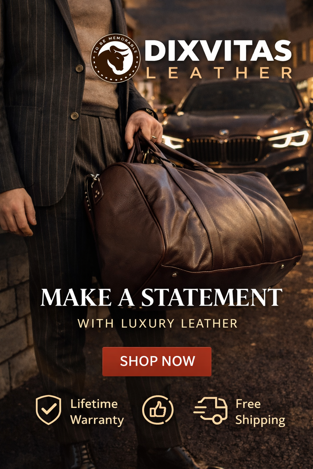 Antar Leather Weekender Duffle Bag