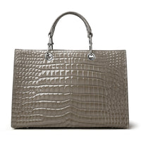 Croc-Textured Cowhide Tote Bag